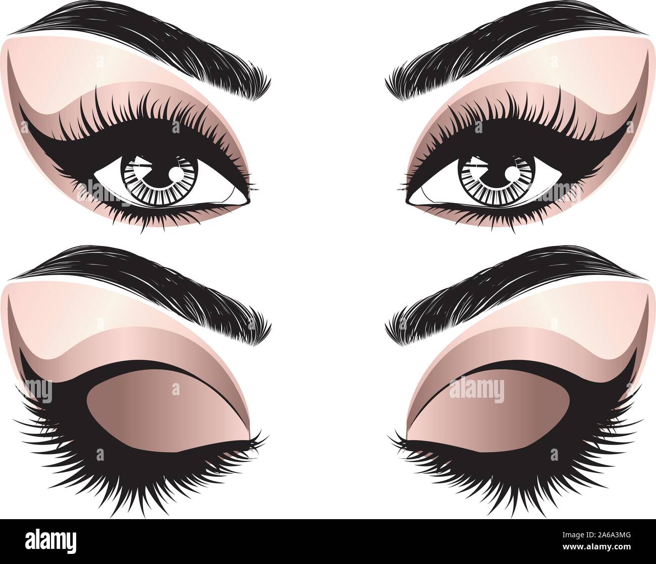 La moda femminile per il trucco degli occhi con le ciglia lunghe, oro rosa  eyeshadows colore Immagine e Vettoriale - Alamy