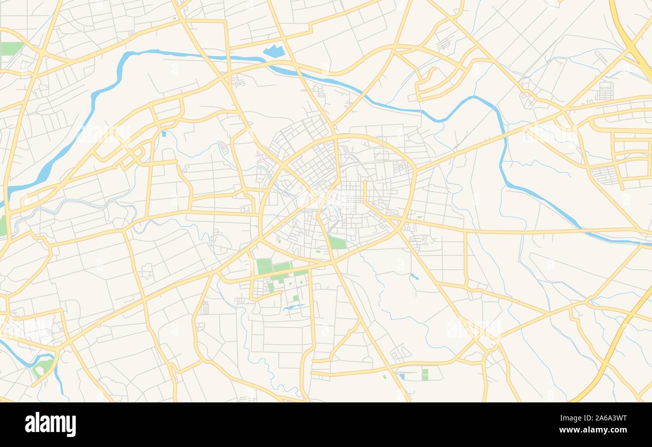 Versione stampabile cartina stradale di Douliu, Taiwan. Mappa modello per uso aziendale. Illustrazione Vettoriale