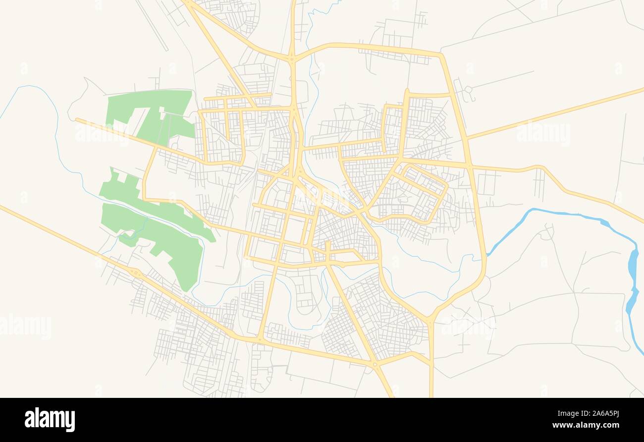 Versione stampabile cartina stradale di Al-Hasakah, Siria. Mappa modello per uso aziendale. Illustrazione Vettoriale