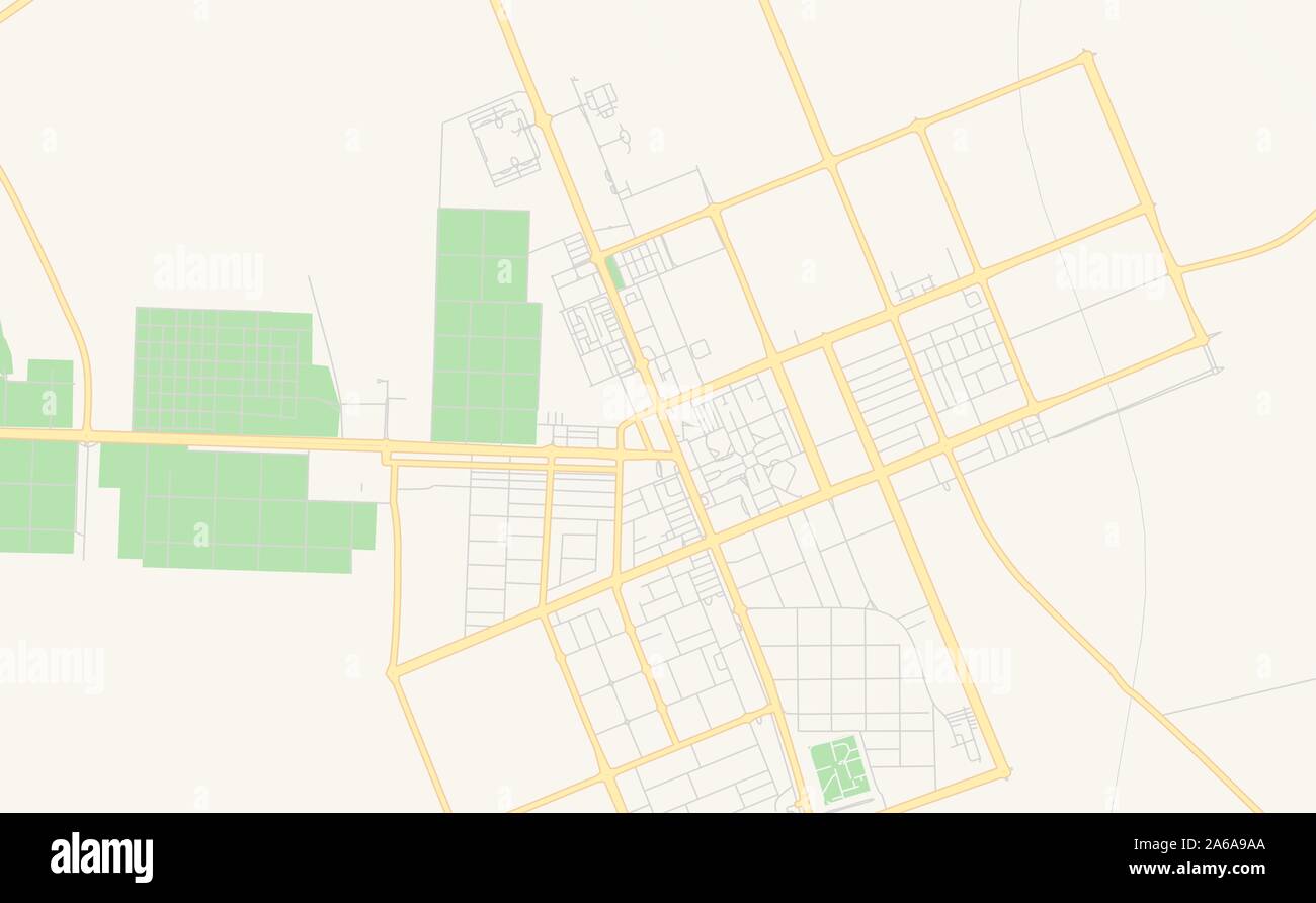 Versione stampabile cartina stradale di Zayed City , Emirati Arabi Uniti. Mappa modello per uso aziendale. Illustrazione Vettoriale