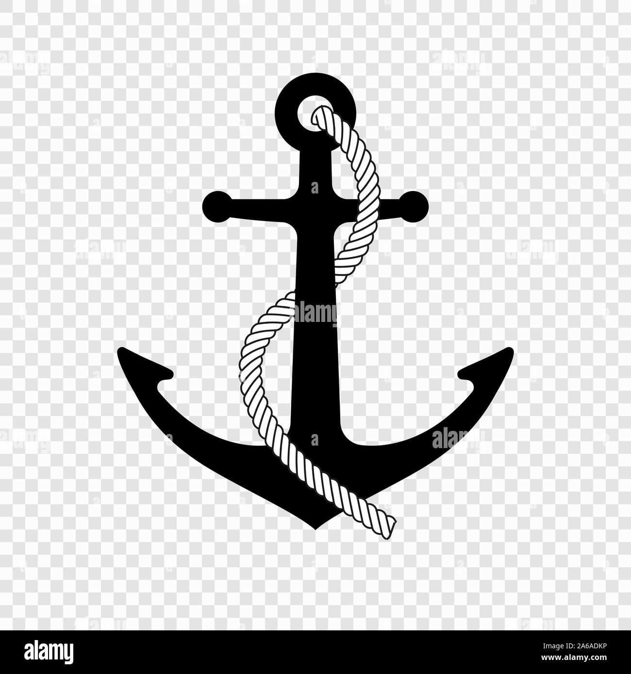 Ancoraggio nautico con icona di corda isolato su sfondo trasparente Illustrazione Vettoriale