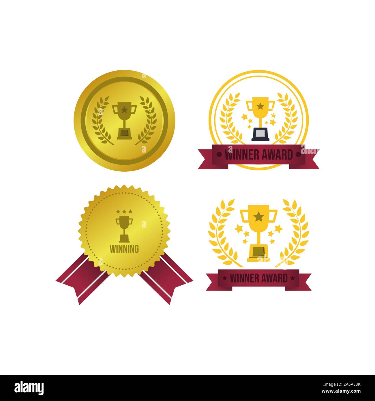 Golden award badge immagine vettoriale. Golden Award Winner emblema disegno vettoriale Illustrazione Vettoriale