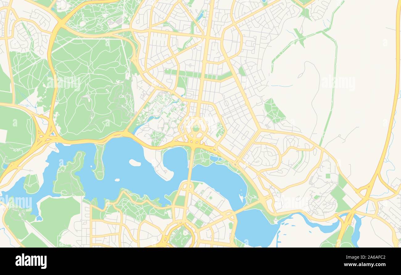 Versione stampabile cartina stradale di Canberra-Queanbeyan, membro di Australian Capital Territory, Nuovo Galles del Sud, Australia. Mappa modello per uso aziendale. Illustrazione Vettoriale