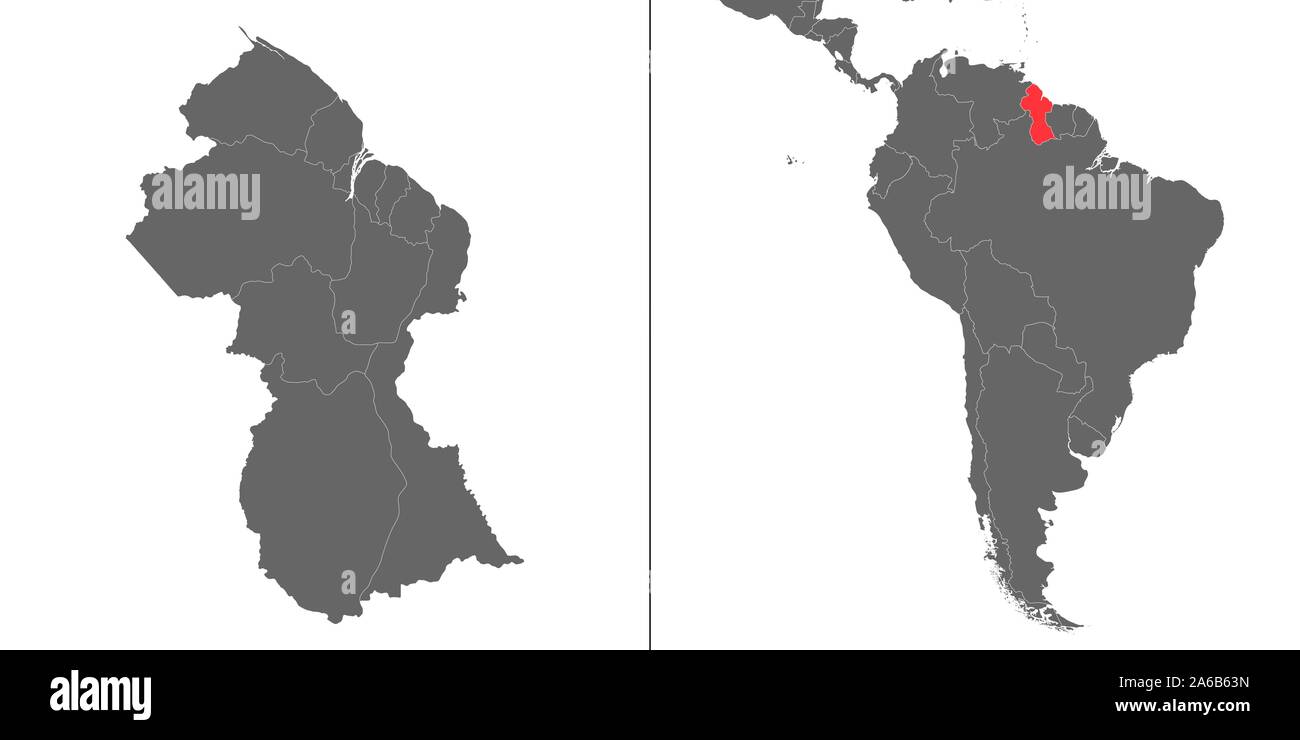 Mappa di Guiana con posizione sulla mappa americano Illustrazione Vettoriale