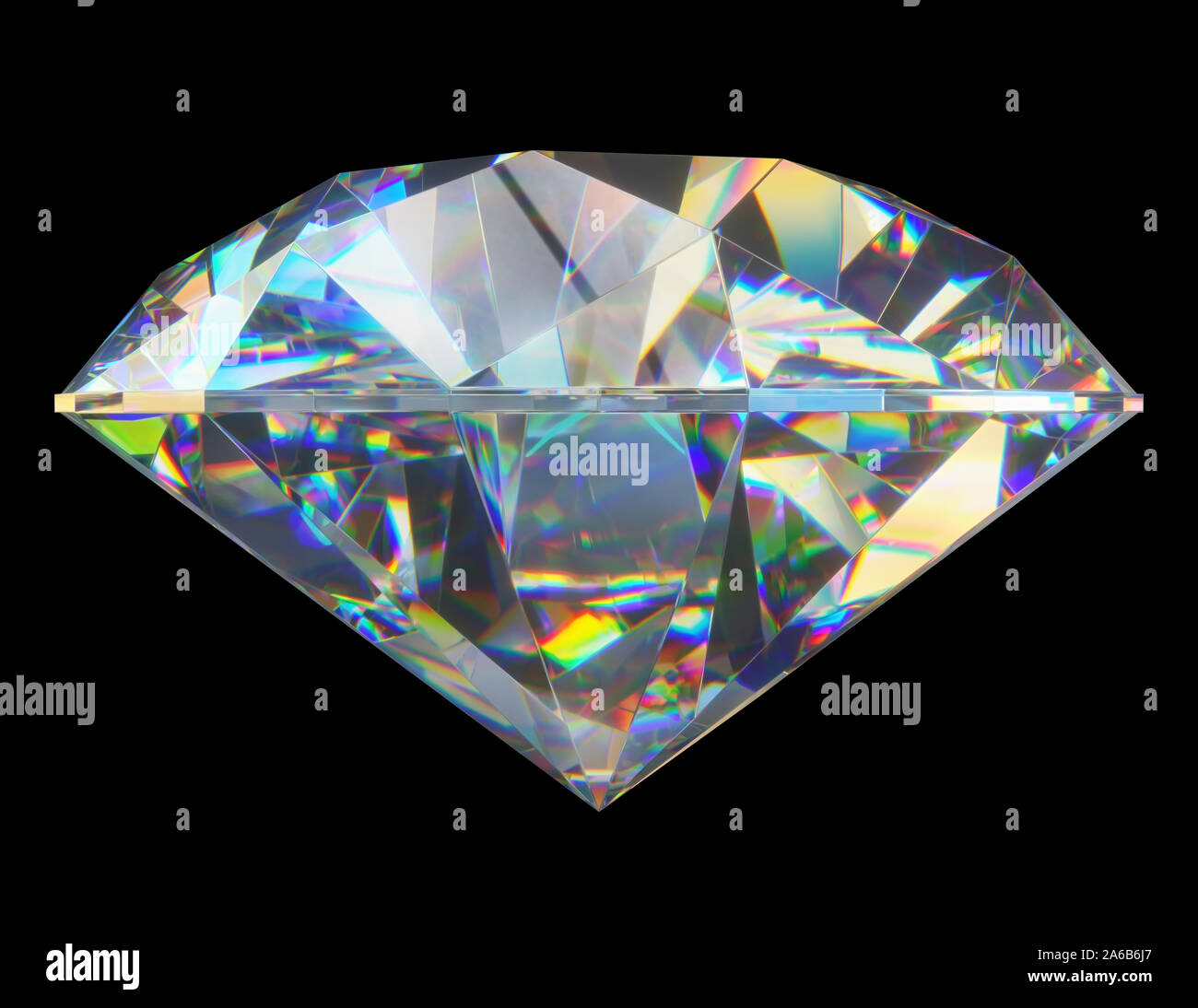 3D illustrazione con percorso di clipping (maschera) di un taglio del diamante su sfondo nero. Concetto di immagine di ricchezza e di lusso. Foto Stock