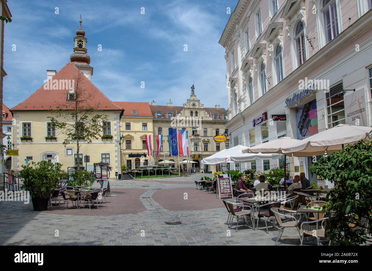 Mödling, capitale del distretto austriaco con lo stesso nome si trova 14 km a sud di Vienna, si trova nella Bassa Austria la zona industriale. Foto Stock