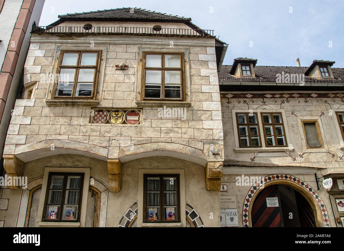 Mödling, capitale del distretto austriaco con lo stesso nome si trova 14 km a sud di Vienna, si trova nella Bassa Austria la zona industriale. Foto Stock