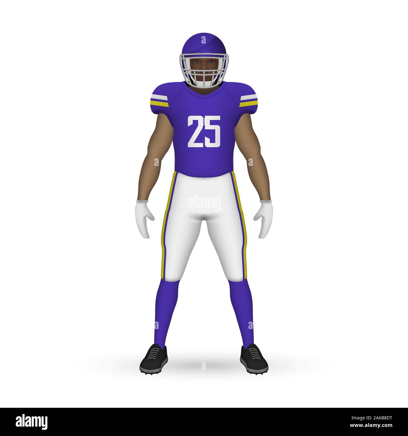 3D realistici giocatore di football americano, Kit di team di progettazione del modello Minnesota Vikings Illustrazione Vettoriale
