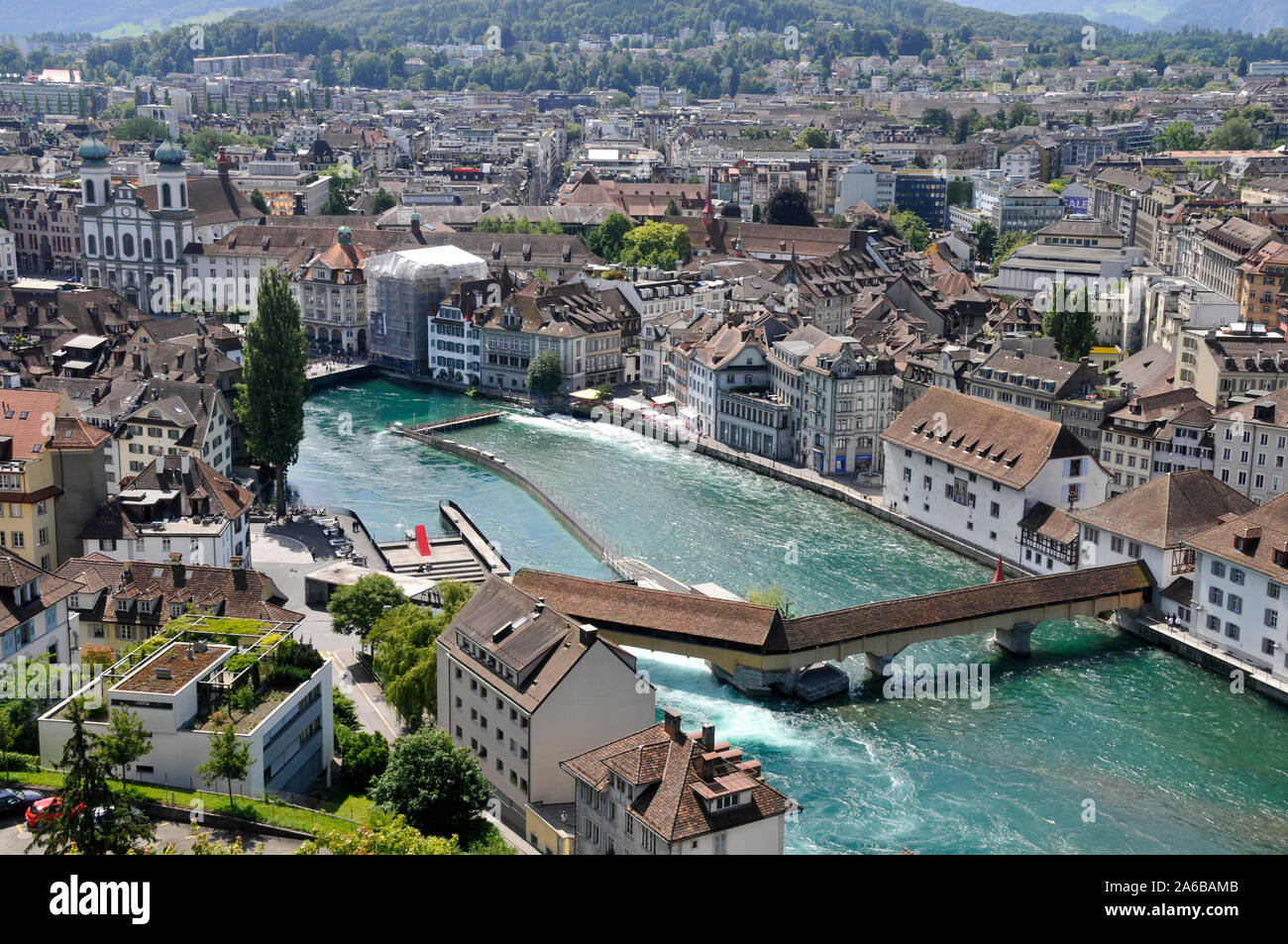 In tutta la Svizzera - Lucerna - Ponte Spreuer & ago Dam Foto Stock
