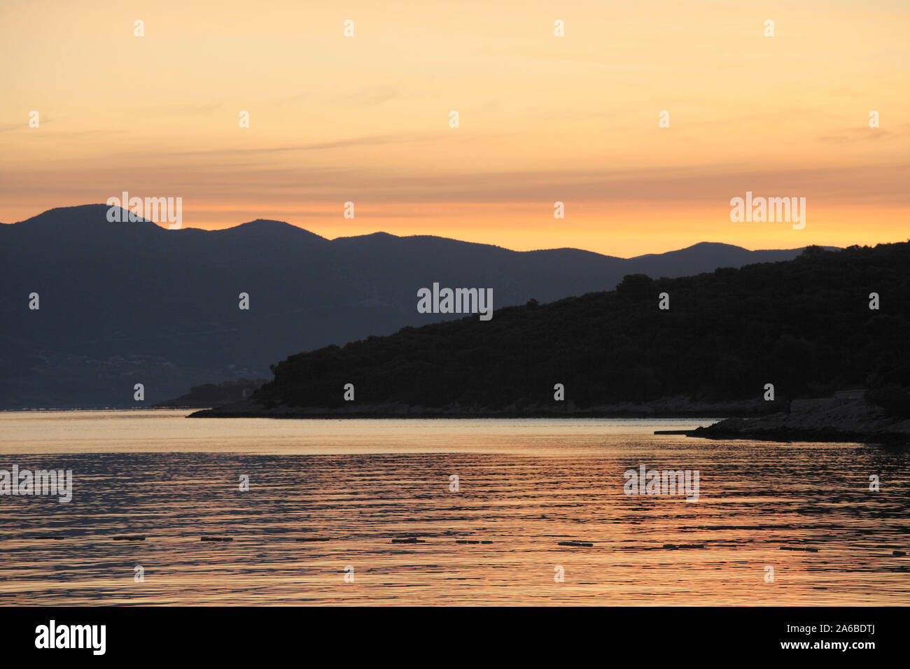 Croazia Korcula, sunrise, paesaggio, paesaggio, Foto Stock