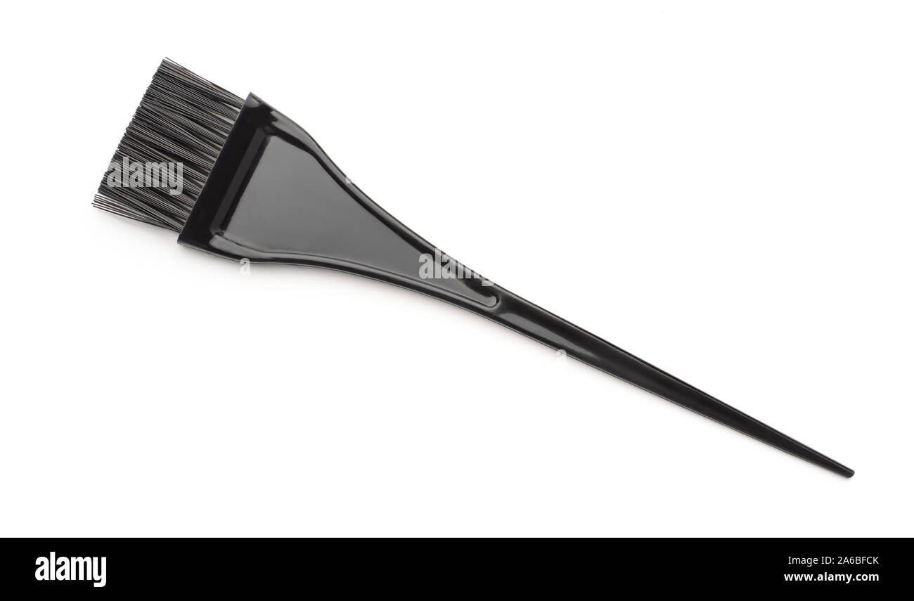 Vista superiore della professionali per capelli a spazzola di colorante isolato su bianco Foto Stock