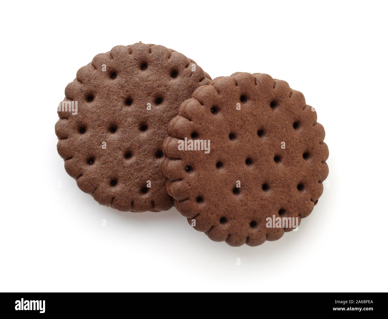Vista superiore del sandwich di cioccolato biscotti isolato su bianco Foto Stock
