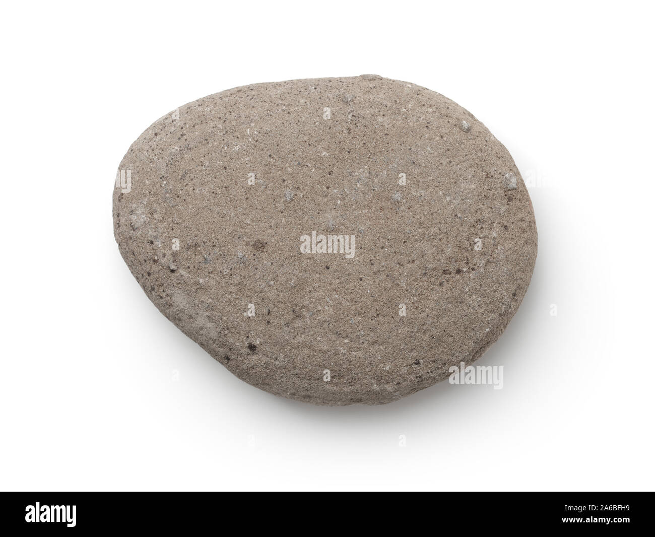 Vista superiore del singolo di ghiaia grigia isolato su bianco Foto Stock