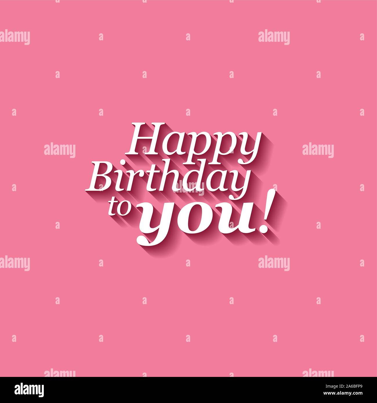 Moderno Happy Birthday card modello minimalista con la tipografia e a lungo effetto ombra Illustrazione Vettoriale