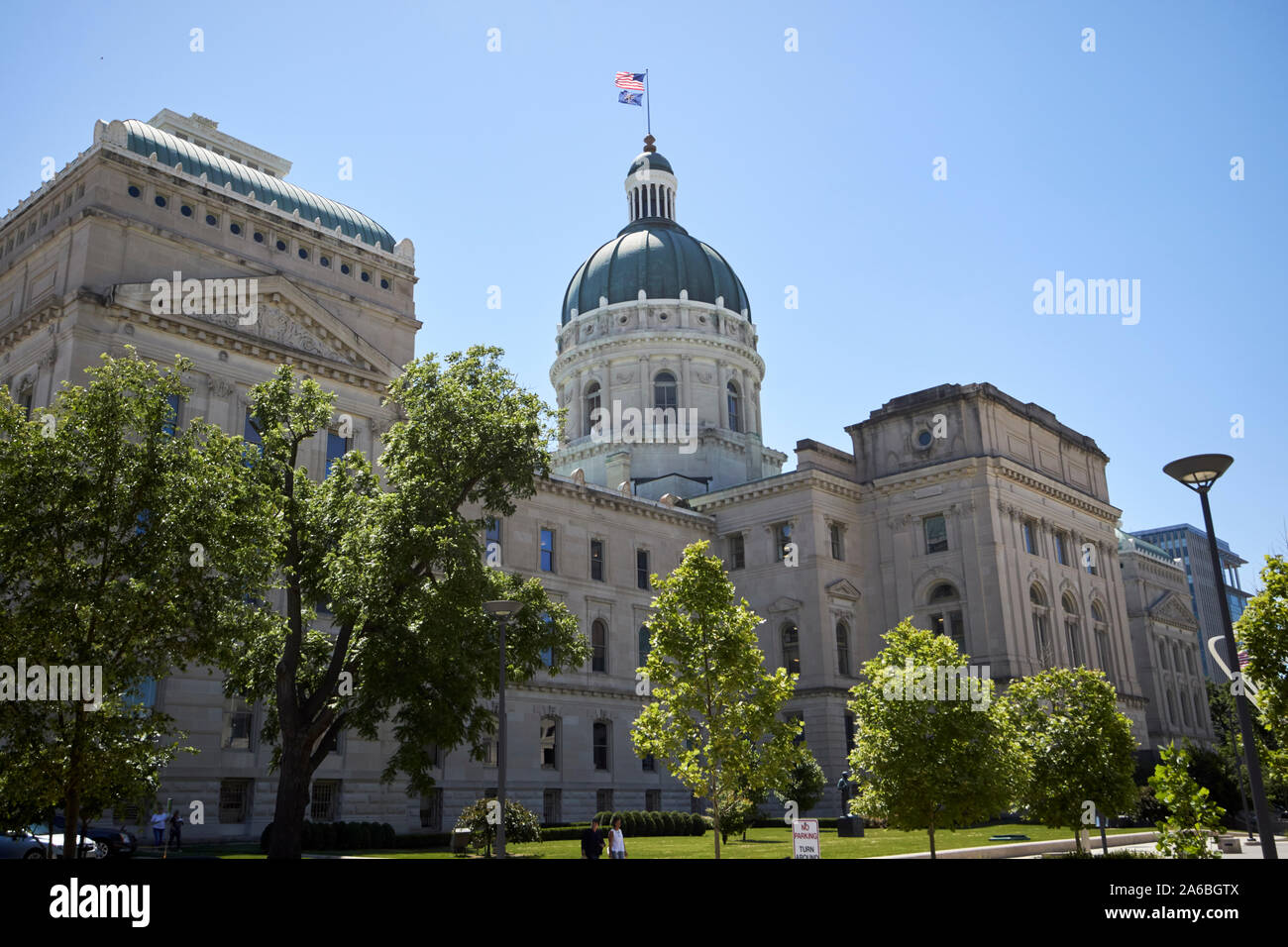 North western posteriore sul lato posteriore dell'indiana statehouse State Capitol Building Indianapolis in Indiana USA Foto Stock
