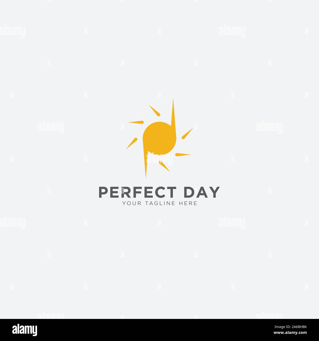 Logo Perfect Day con lettera P e D logo Sun Illustrazione Vettoriale