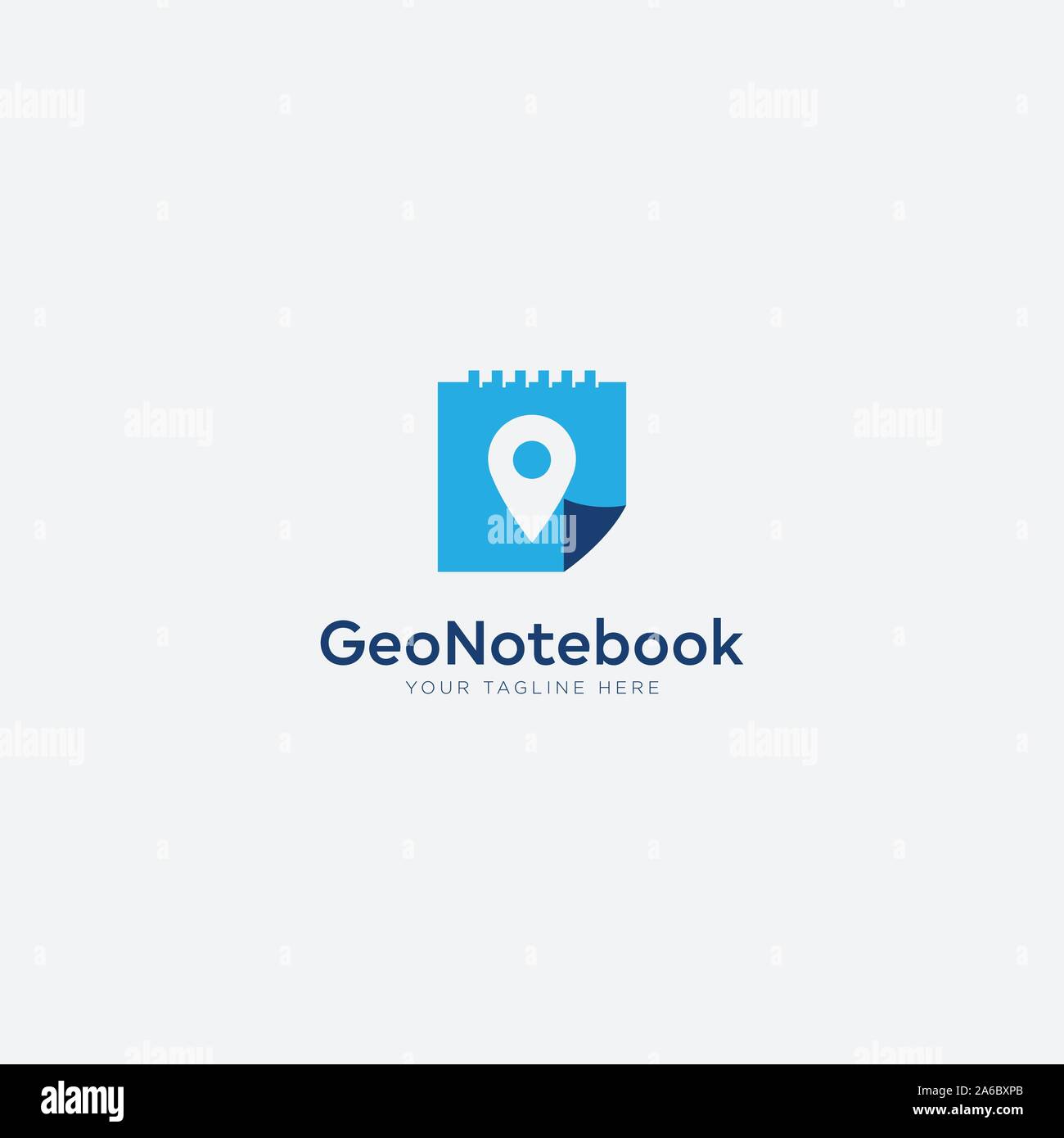 Geo logo per notebook con terra blu e note Illustrazione Vettoriale