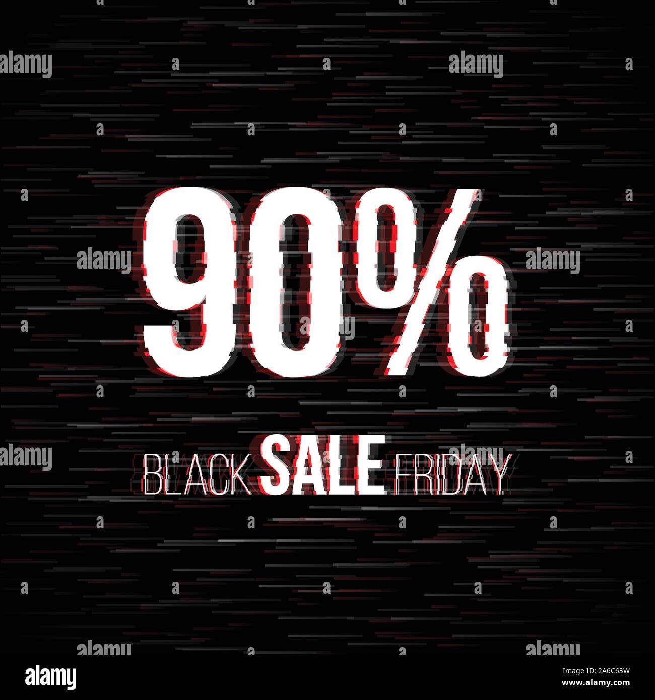 Venerdì nero vendita badge con effetto di glitch Illustrazione Vettoriale