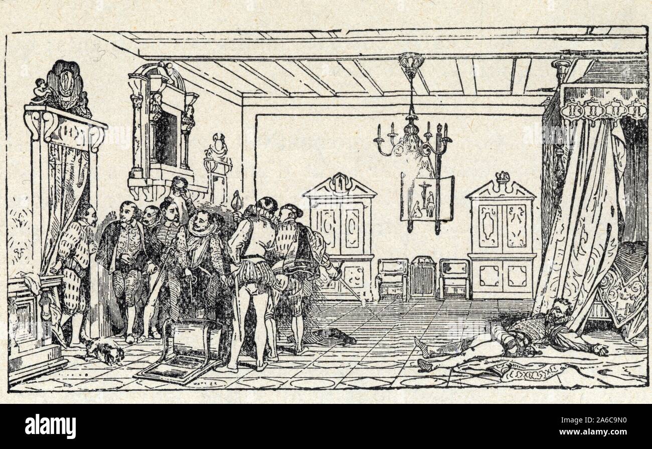 Assassinat du Duc de Guise.d'après le tableau de Delaroche Foto Stock