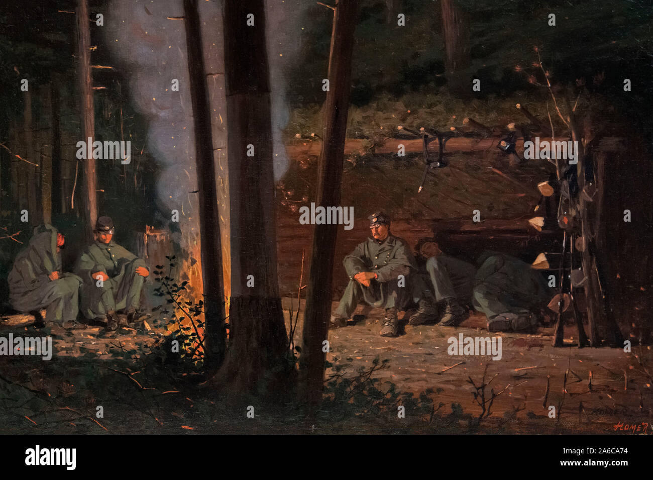 Di fronte a Yorktown da Winslow Homer (1836-1910), olio su tela, 1863-6. Unione truppe nella guerra civile americana. Foto Stock