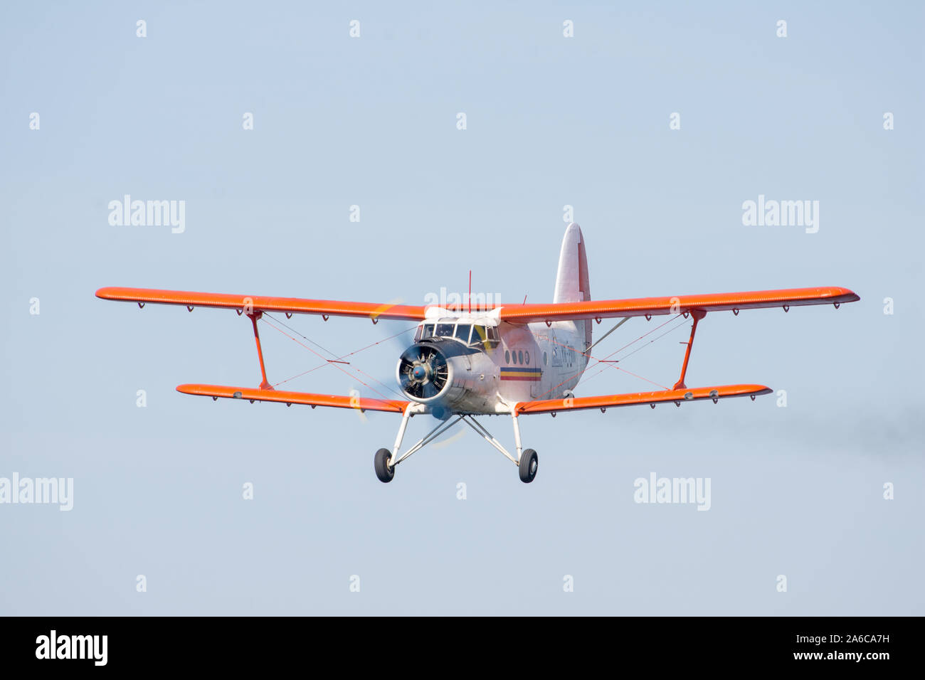 Bucarest, Romania - 21 settembre 2019 - Mostra Aeronautica Lacul Morii, Antonov An-2 eseguendo Foto Stock