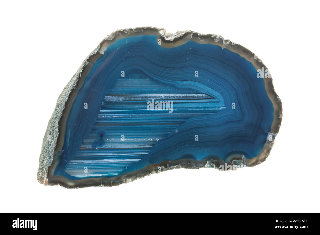Minerali: agata azzurra isolati su sfondo bianco Foto Stock