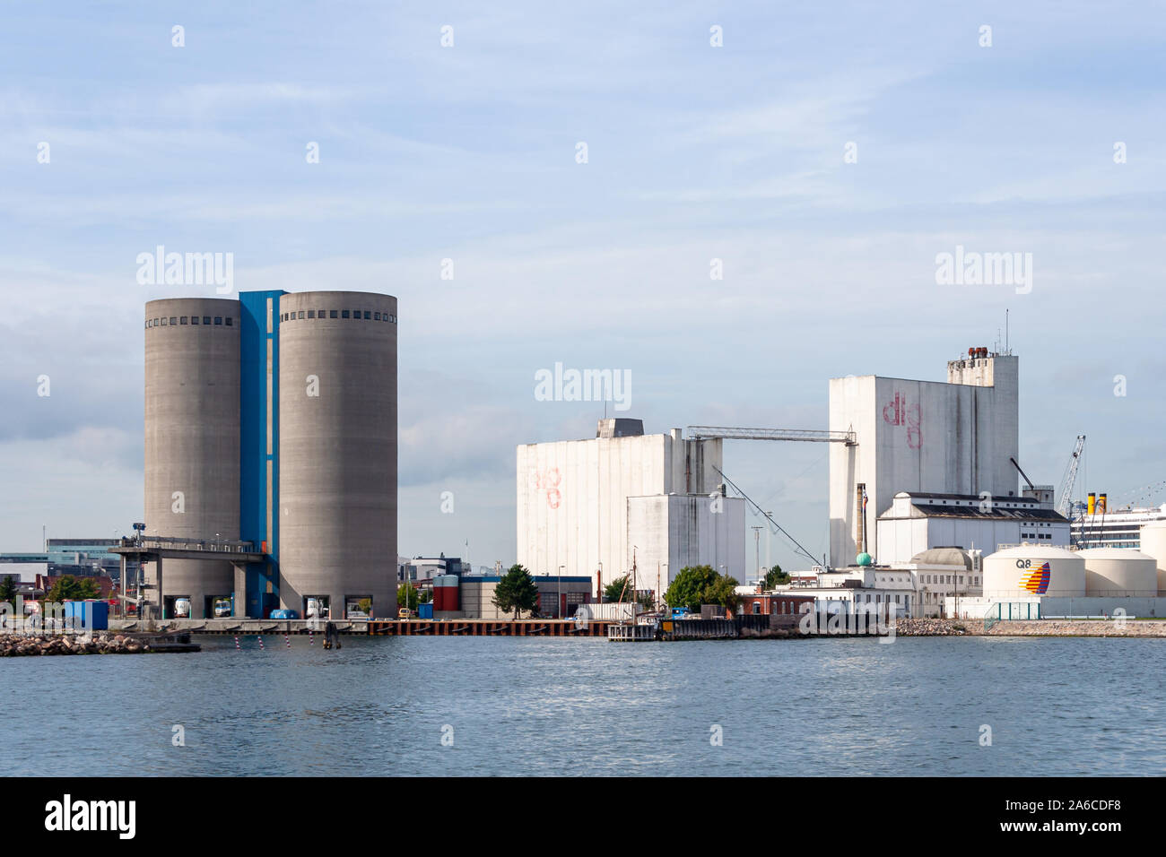 DLG silos e altri edifici industriali in Nordhavn, Copenhagen, come apparivano in 2005 Foto Stock