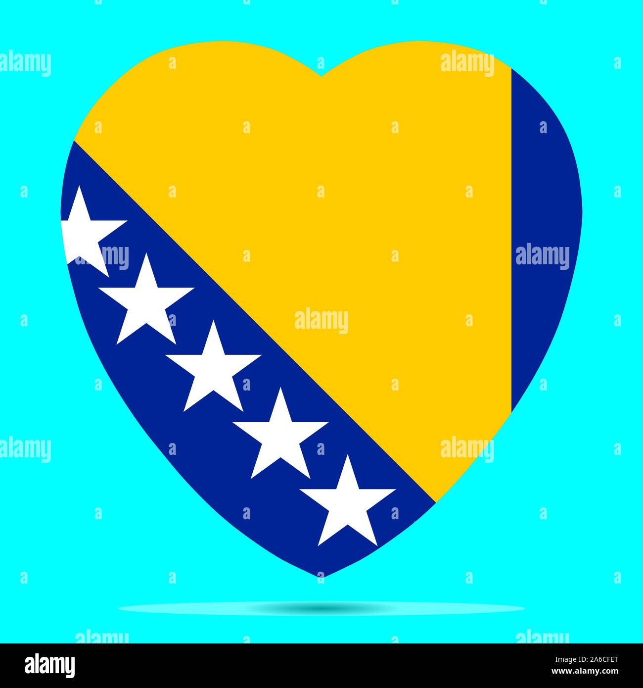 La Bosnia e Erzegovina bandiera in forma di cuore illustrazione vettoriale EPS 10. Illustrazione Vettoriale