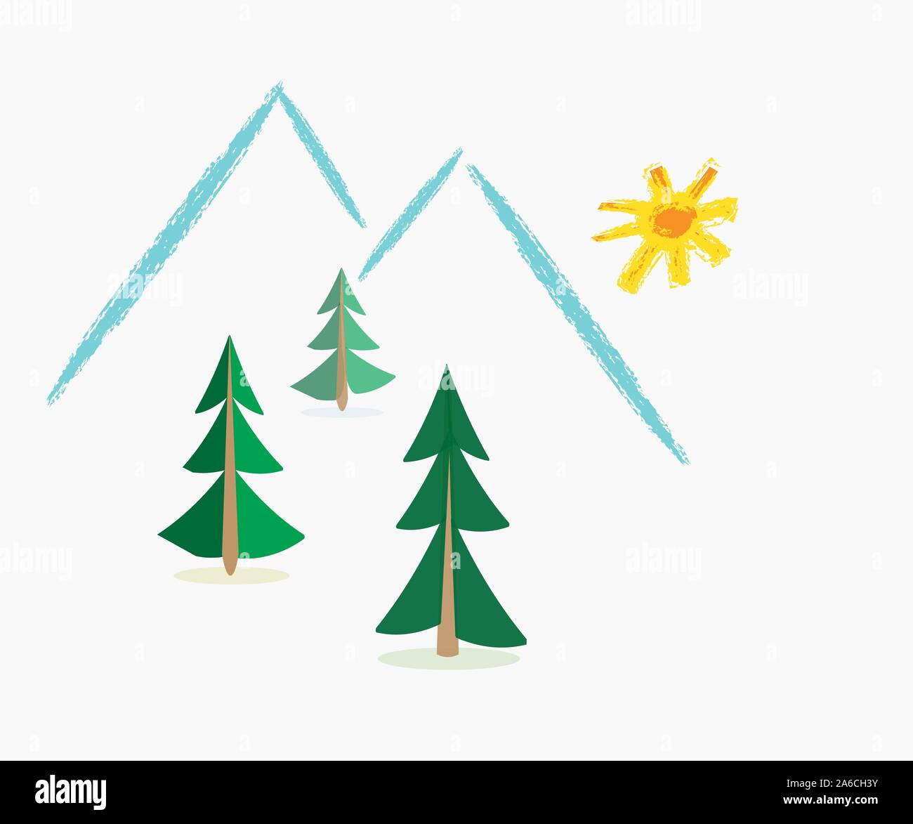 In inverno il paesaggio alpino, sketchlike illustrazione Illustrazione Vettoriale