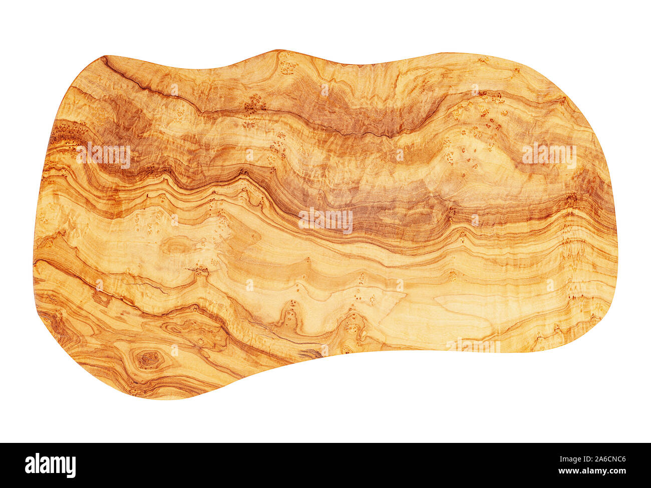 Grandi vuoti irregolari listone in legno di olivo texture isolato di sfondo Foto Stock