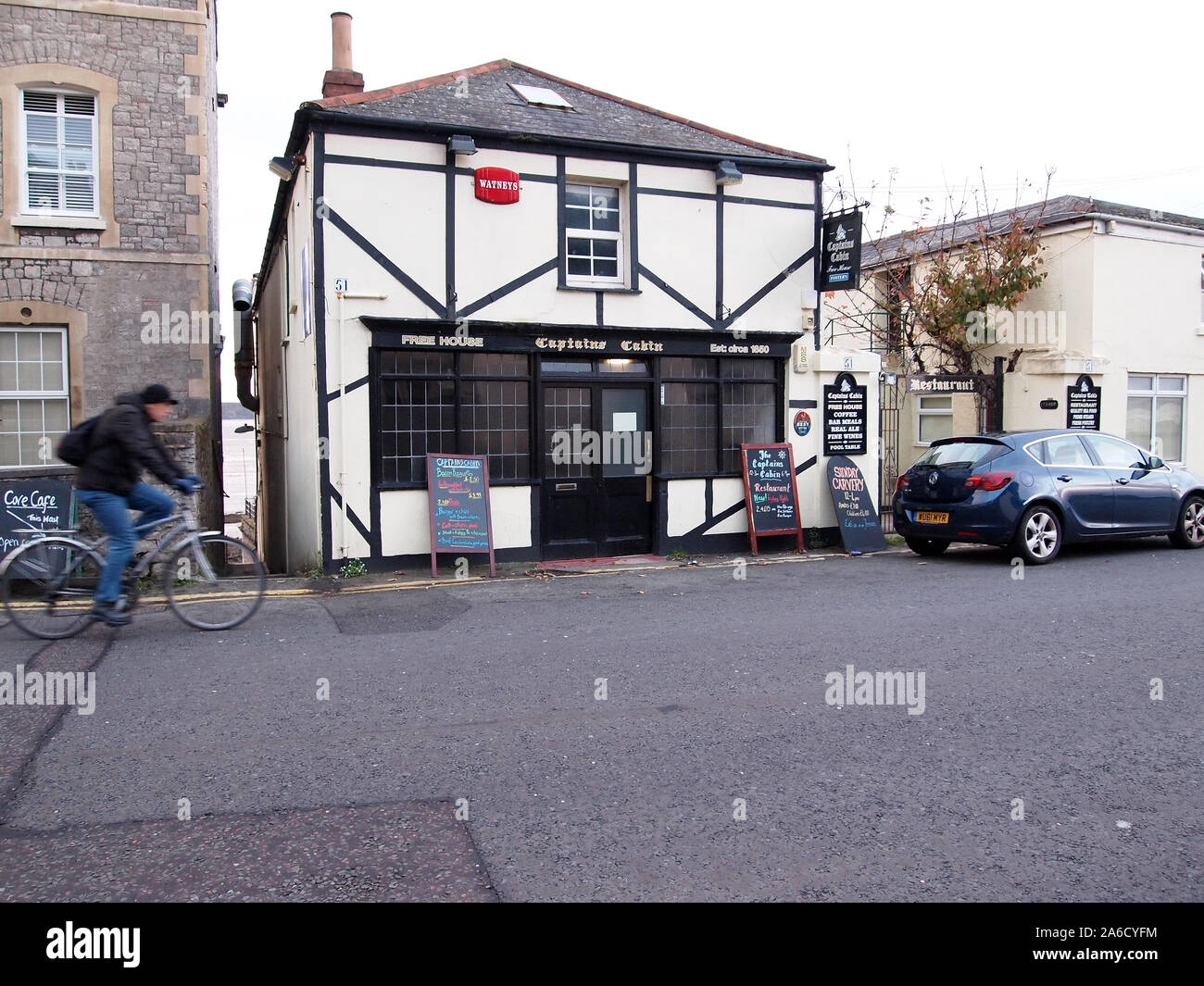 Novembre 2012 - cabina comandante pub in Weston super Mare Foto Stock