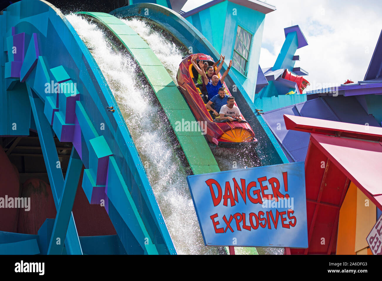 Dudley DoRight's Ripsaw Falls Water Ride, Isole di avventura, Universal Studios, Orlando, Florida Foto Stock