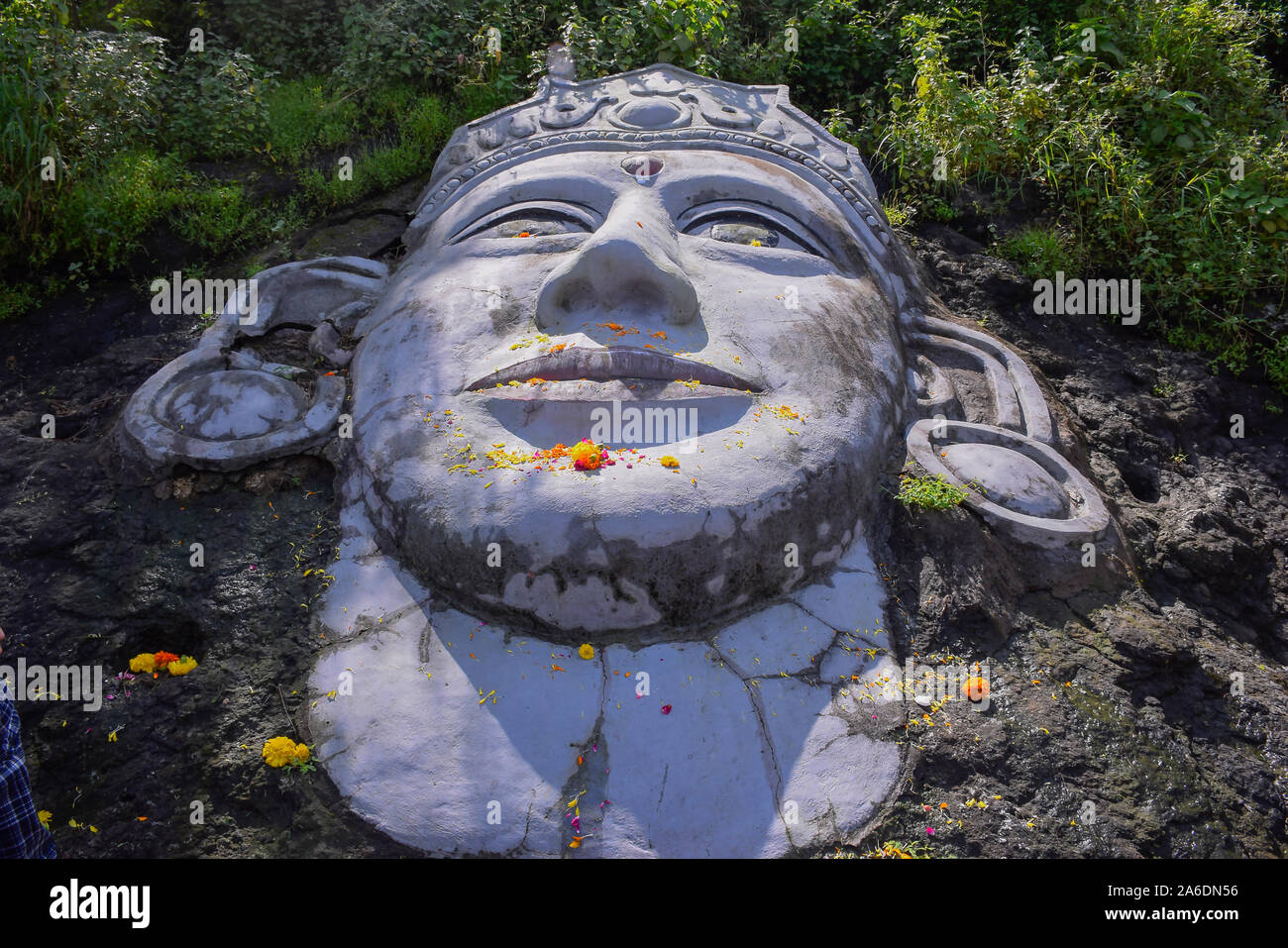 Grande statua di Ma Chamunda, al di fuori di maa chamunda temple in città dewas, Foto Stock