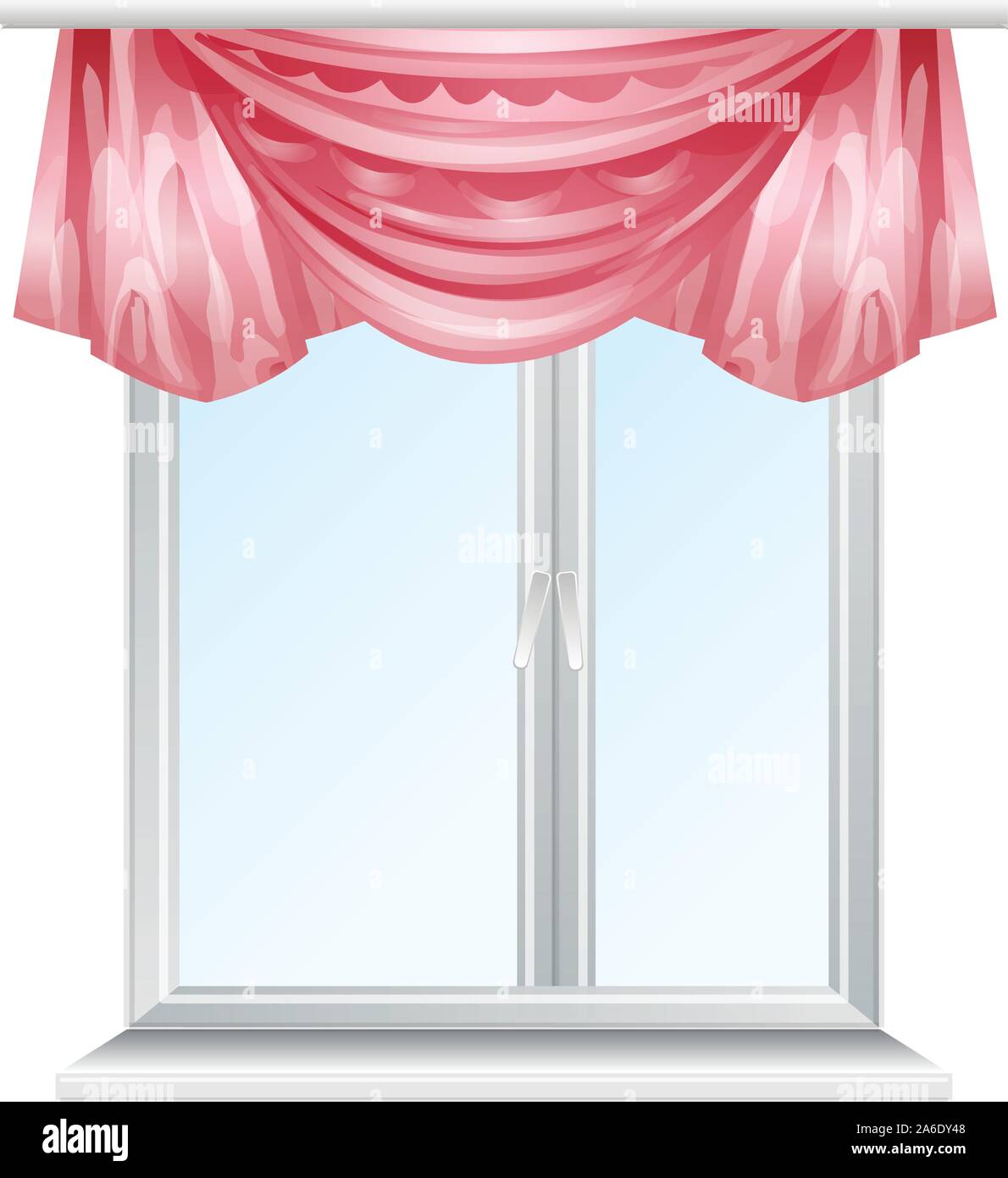 Rosso ad alta cortina della finestra icona. Cartoon di rosso ad alta finestra a tendina icona vettoriali per il web design isolato su sfondo bianco Illustrazione Vettoriale