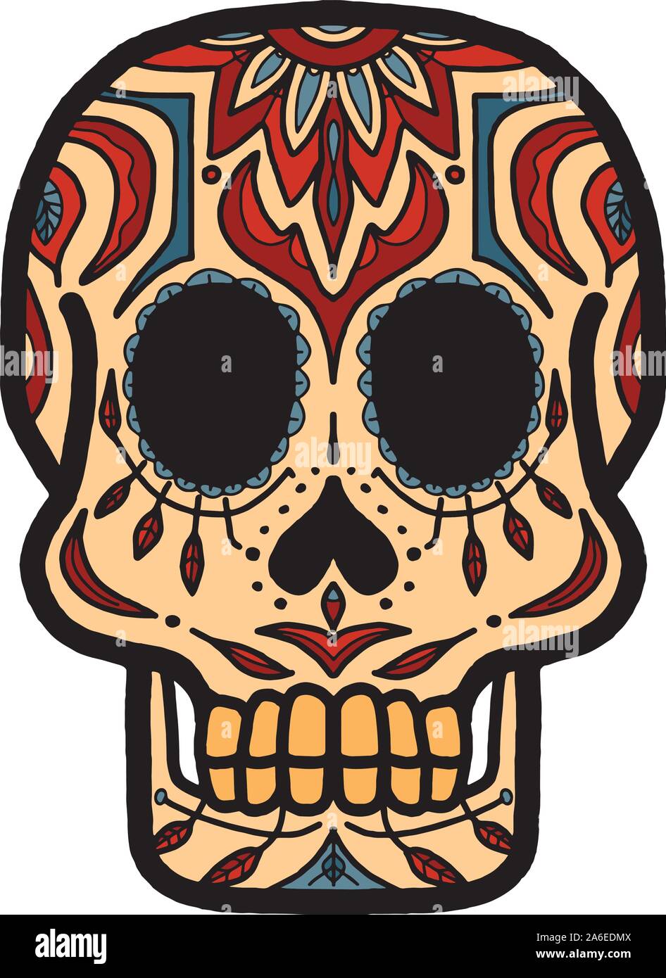 Calavera messicana cranio - dia de muertos Illustrazione Vettoriale