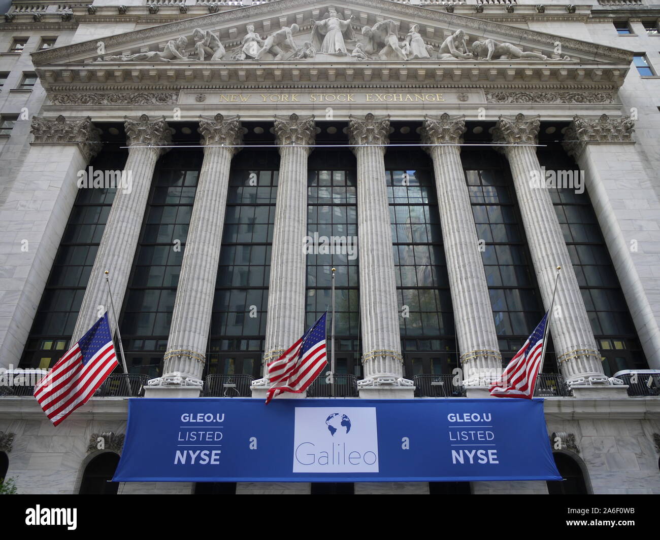 L'edificio storico del New York Stock Exchange (NYSE) in New York, capitale mondiale del settore finanziario, in Wall Street Foto Stock