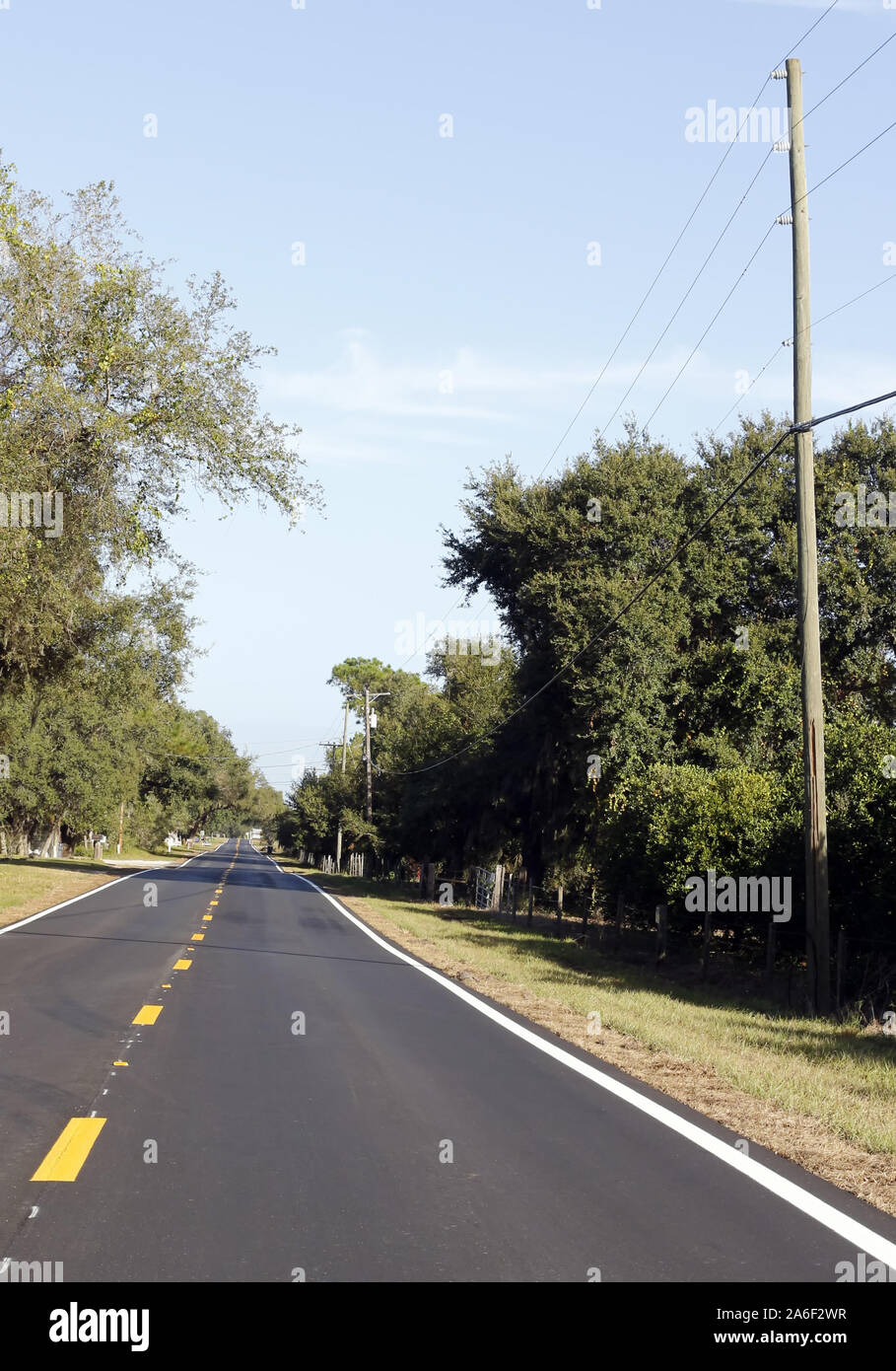 Novembre 2013 - Lunga strada vuota in Florida Foto Stock