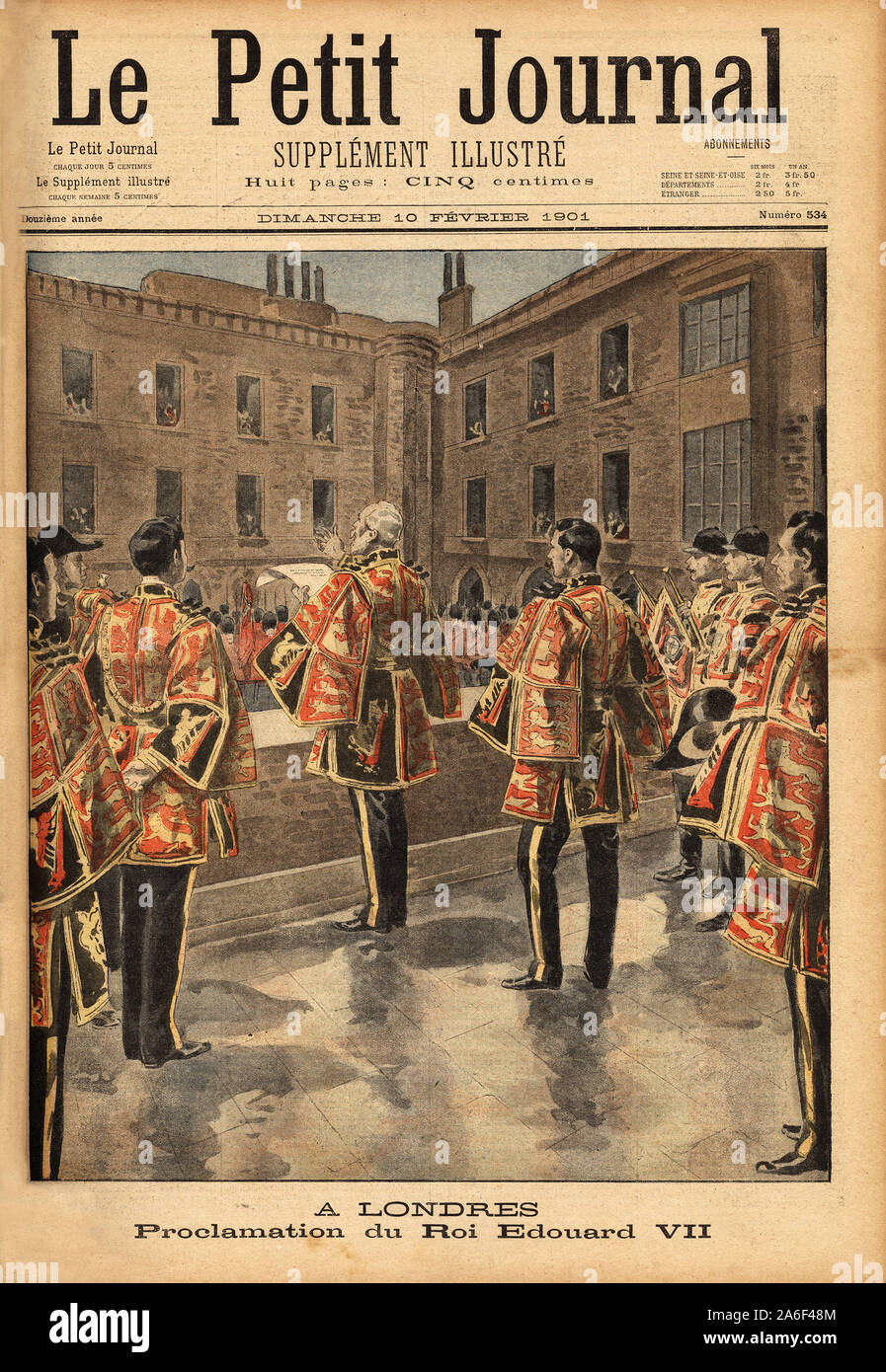 Annuncio du Roi Edouard VII ( 1841-1910) nouveau souverain du royaume Uni, il succede a Sa meri, la Reine Victoria ( 1919-1901), la premiere proc Foto Stock