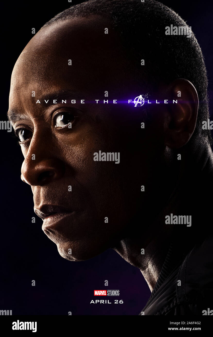 Personaggio Advance poster per i vendicatori: Endgame (2019) diretto da Anthony e Joe Russo con protagonista Don Cheadle come James '' Rhodey Rhodes / macchina da guerra. La conclusione epica e il ventiduesimo film in qualità cinematografica Marvel Universe. Foto Stock