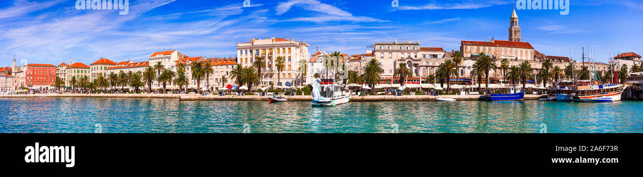 Viaggi e i punti di riferimento della Croazia - Split famoso centro storico di città, crociera popolare destinazione turistica e Foto Stock