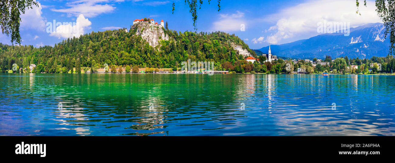Uno dei laghi più belli d' Europa sul lago di Bled in Slovenia Foto Stock
