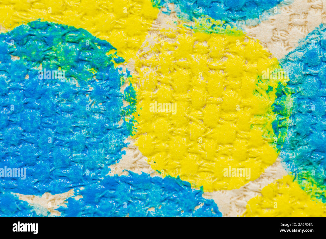 Abstract con sfondo blu e giallo, puntini colorati del modello di progettazione Foto Stock