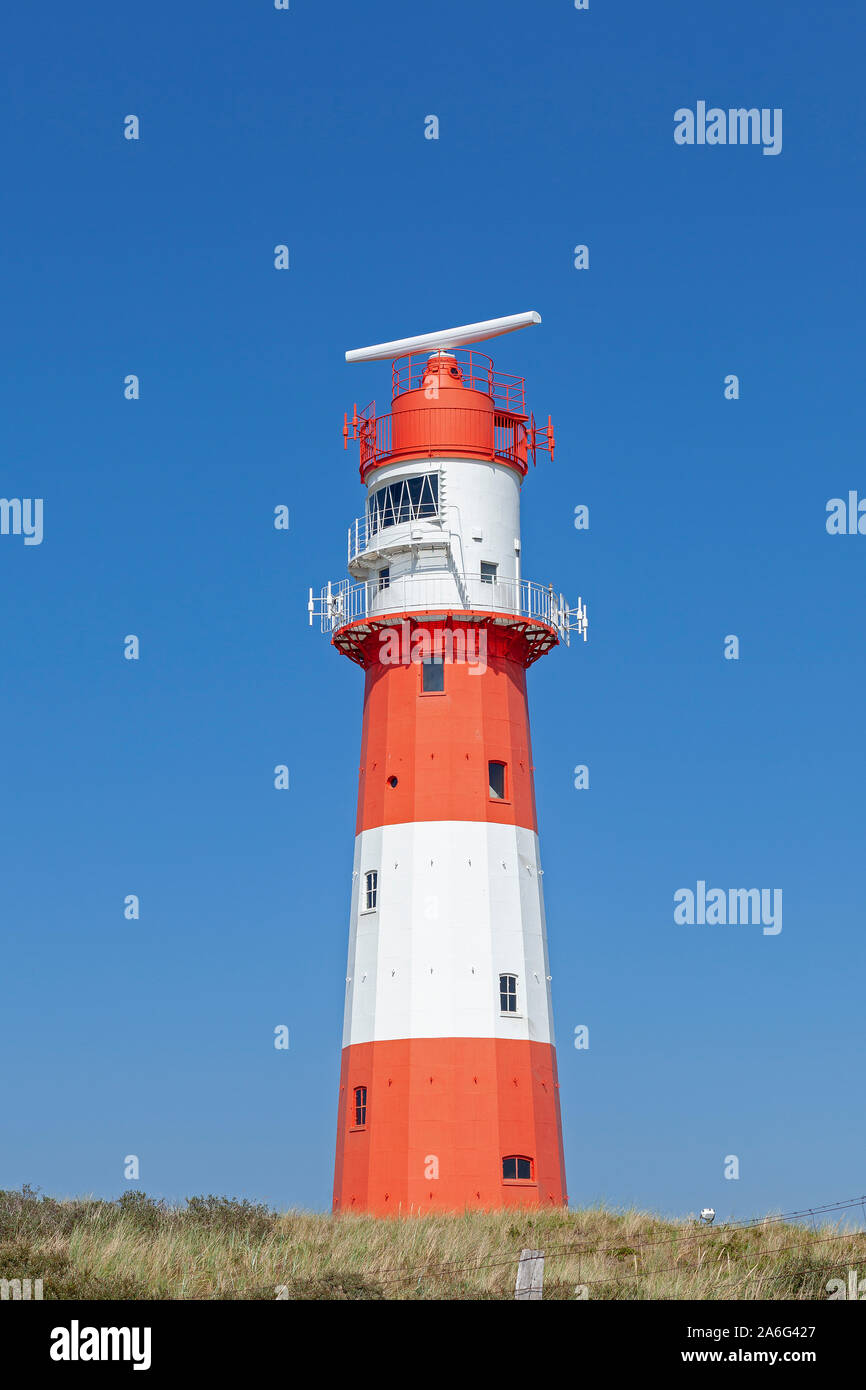 Il così chiamato elettrico faro sull isola Borkum in Oriente Friesland, Bassa Sassonia, Germania. Foto Stock