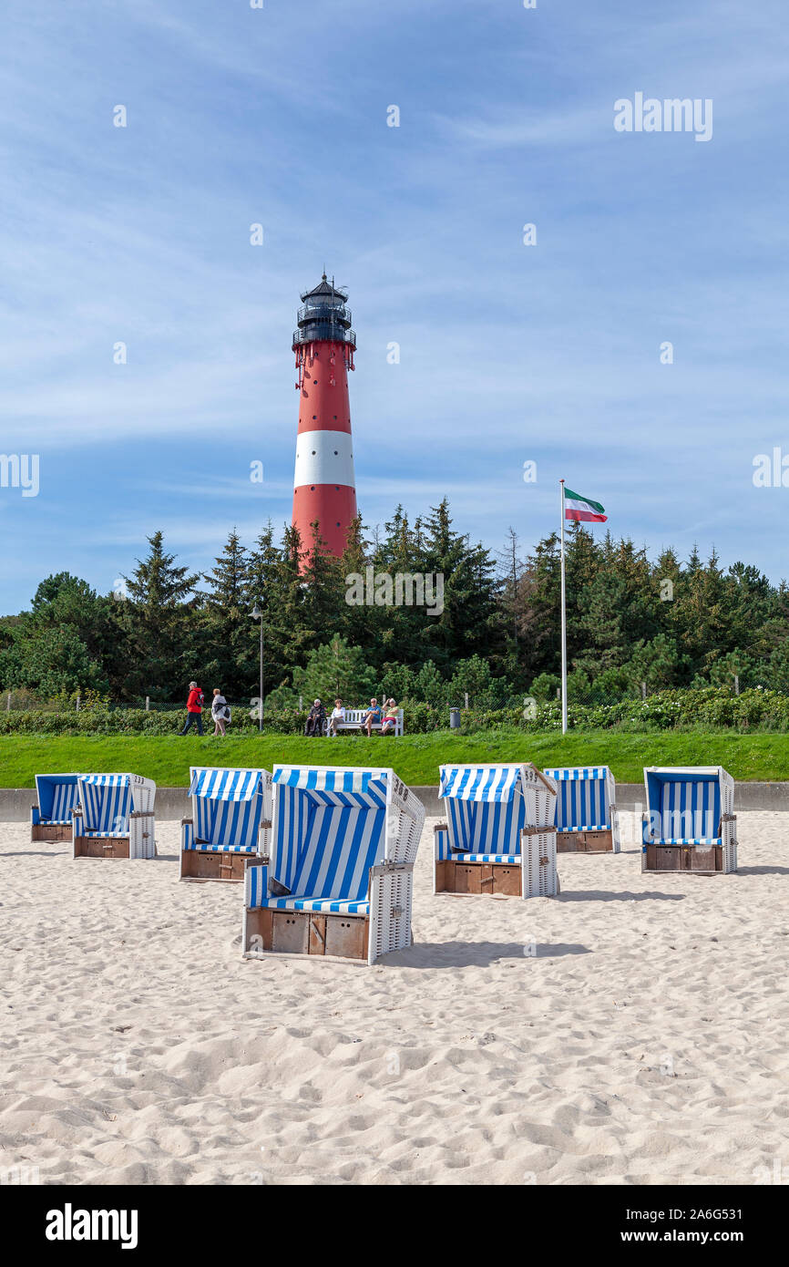 Il faro di Hoernum sull isola di Sylt, Schleswig-Holstein, Germania. Foto Stock