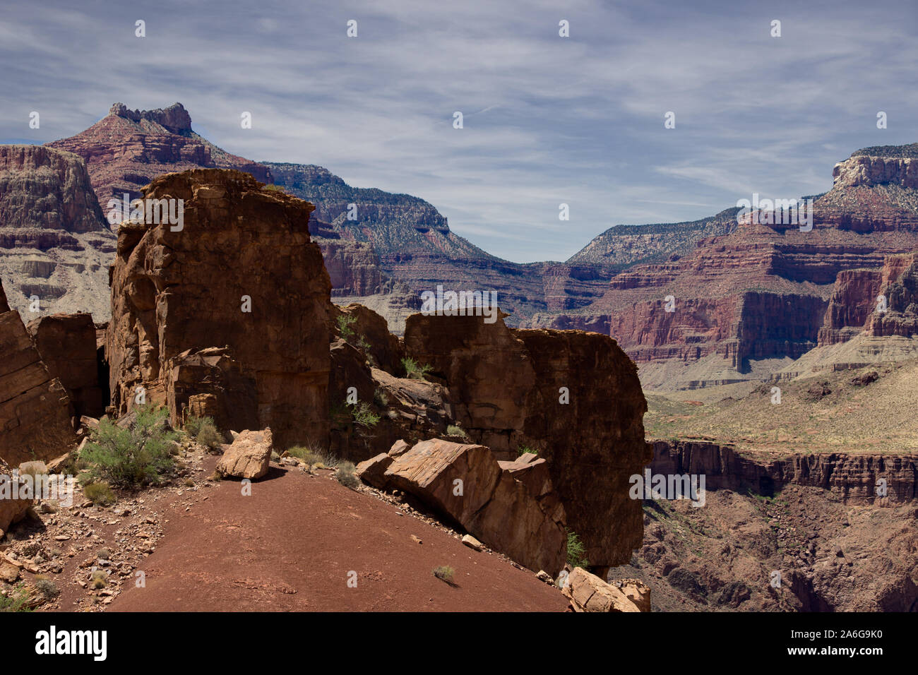 Rocce sulla South Kaibab Trail nel Grand Canyon Foto Stock