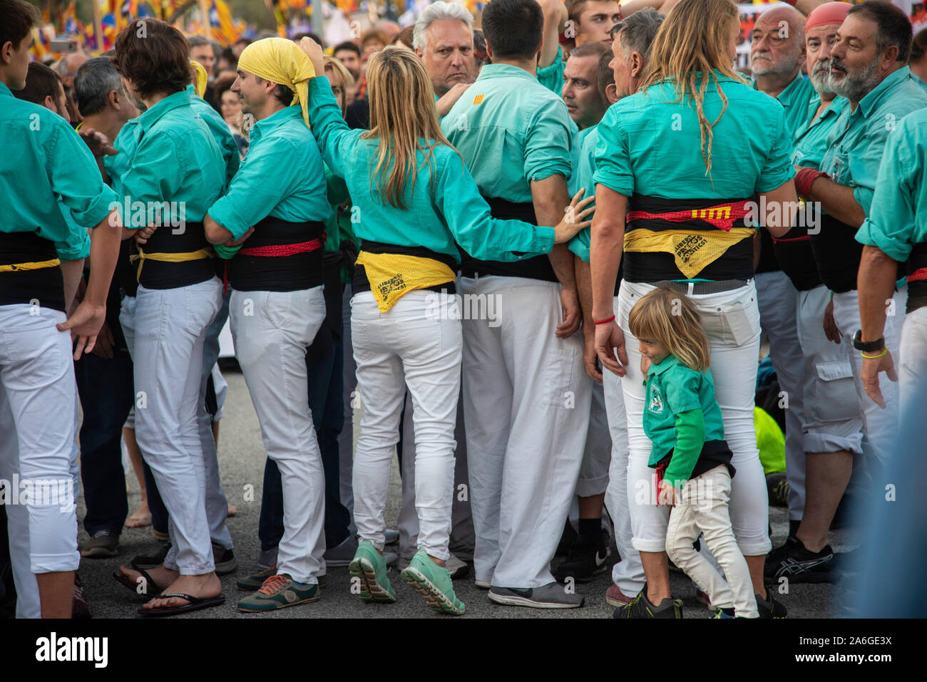 Barcellona Cataluña el dia 26 de Octubre 2019 la asociaciones separatista se manifiesta en Barcelona con el lema libertad políticos presos BCN 2019 Foto Stock