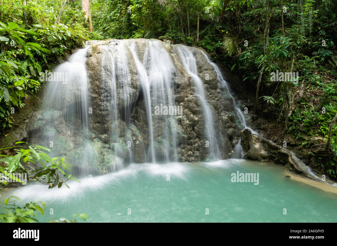 Cascate di Lugnason, Isola di Siquijor, Visayas, Pholippines. Foto Stock