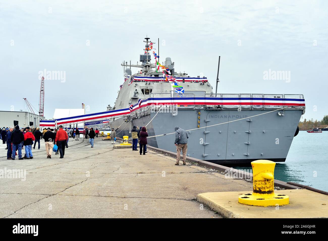 Burns Harbor, Indiana. Il Museo della Portaerei U.S.S. Indianapolis alla sua cerimonia di messa in funzione il 26 ottobre, 2019. Foto Stock