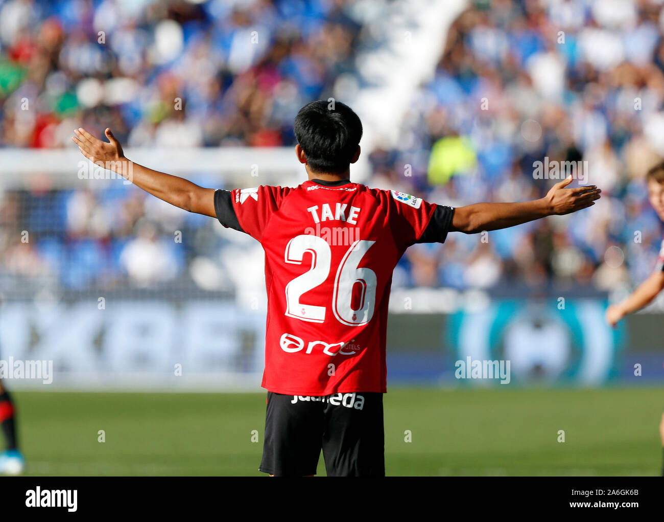 Takefusa Kubo, giocatore di Maiorca dal Giappone reagisce durante lo spagnolo La Liga match round 10 tra CD Leganes e RCD Mallorca a Butarque Stadium.(punteggio finale; CD Leganes 1:0 RCD Mallorca) Foto Stock