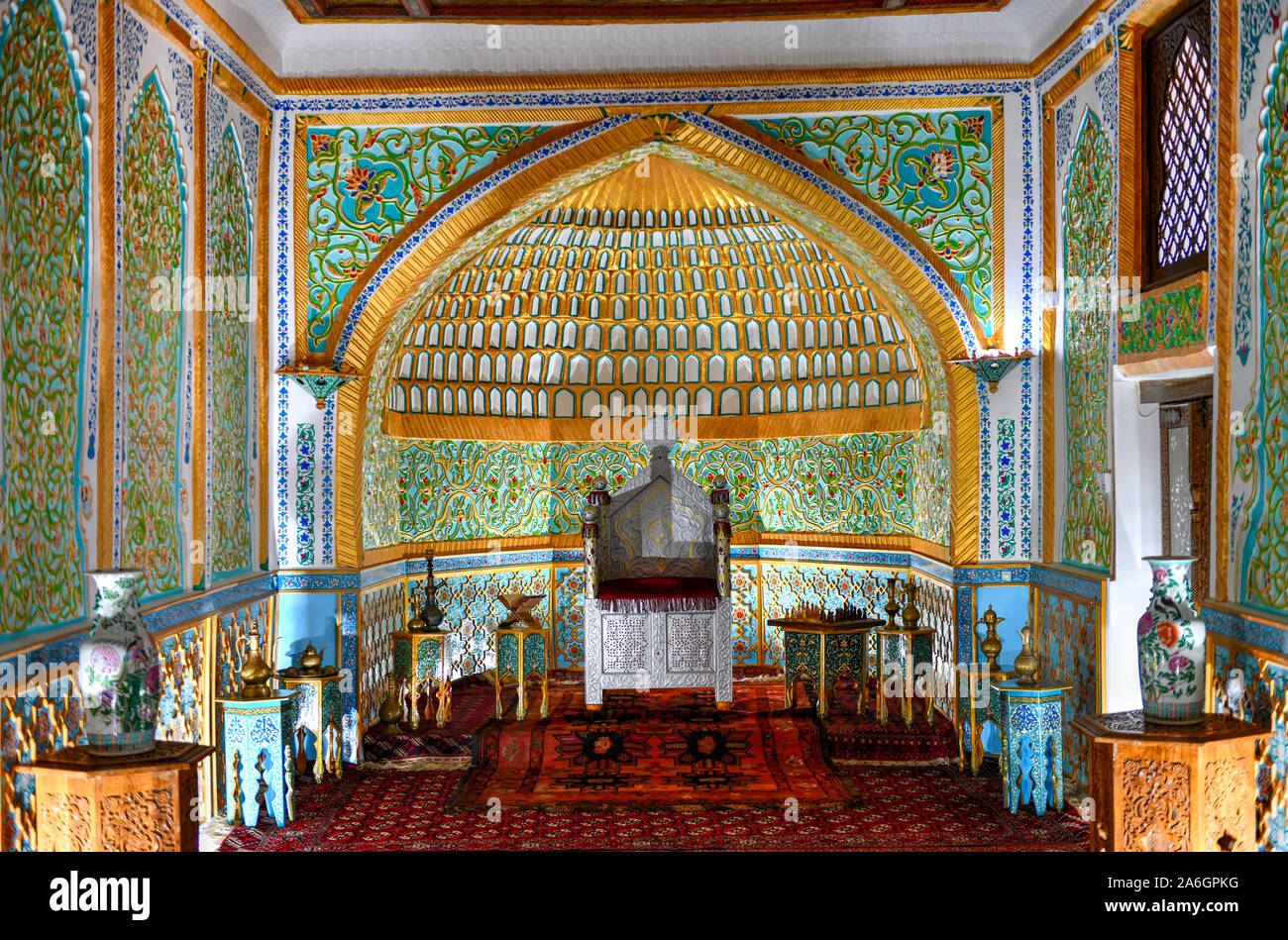 Khan Palace Tash-Khauli o pietra palce, un harem per mogli e concubine a Khiva, Uzbekistan. Foto Stock